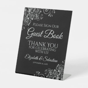 Black & Silver Please Sign our Guest Book Sign