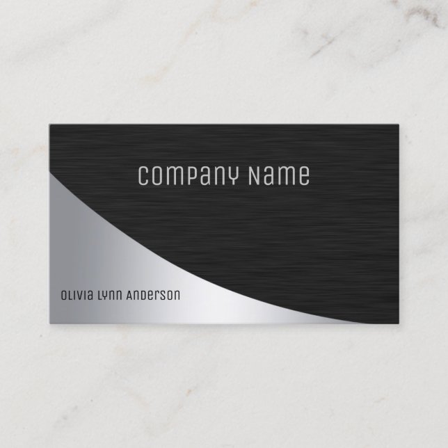 Black Silver Professional Business Card (Front)