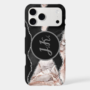 Black Silver Professional Marble Agate Glam iPhone 17 Pro Max Case