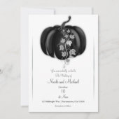 Black & Silver Pumpkin Storybook Fall Wedding  Invitation (Front)