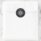 Black Silver Purple 1.5" Round Bat Mitzvah Sticker (Bag)