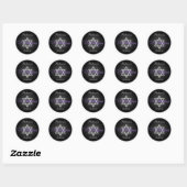 Black Silver Purple 1.5" Round Bat Mitzvah Sticker (Sheet)