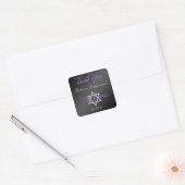 Black, Silver, Purple 1.5" Sq. Bat Mitzvah Sticker (Envelope)