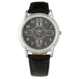 Black Silver Racing Wheel Classic Watch