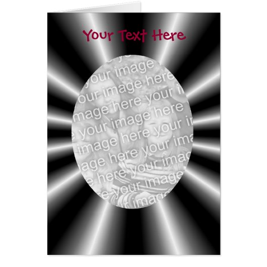 Black Silver Rays Design Your Photo Card (Front)