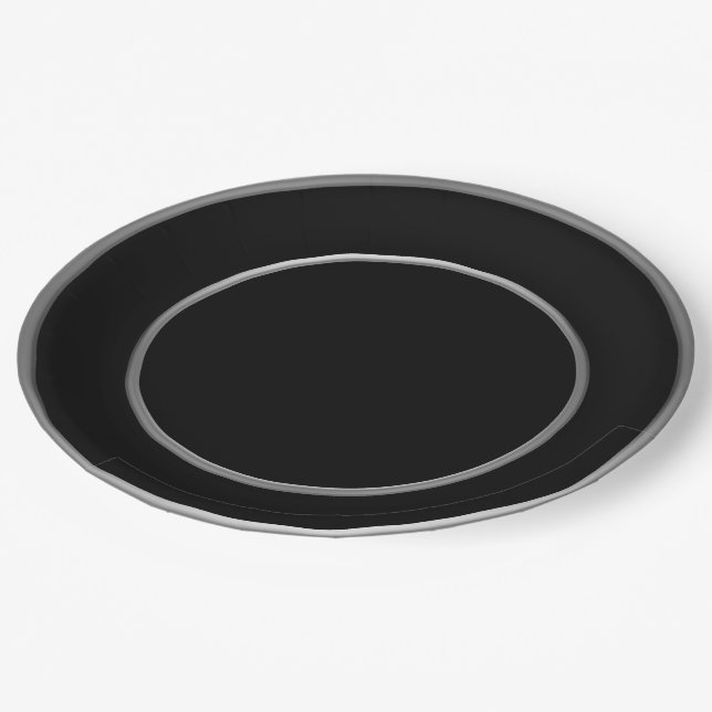 Black Silver Rim Paper Plates (Angled)