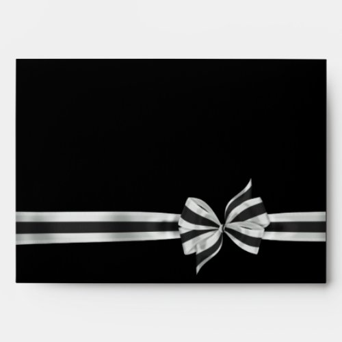 Black  Silver Satin Bow Elegant Black Envelope