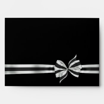 Black & Silver Satin Bow Elegant Black Envelope by decembermorning at Zazzle