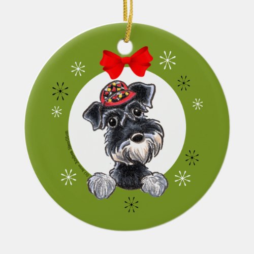 Black Silver Schnauzer Christmas Classic Ceramic Ornament