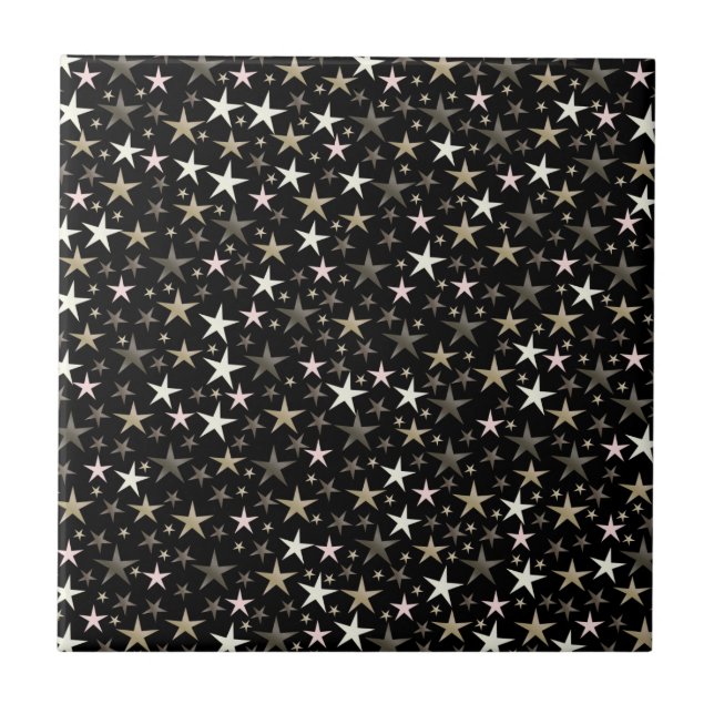black, silver,shiny, bright, star, color, ceramic tile (Front)