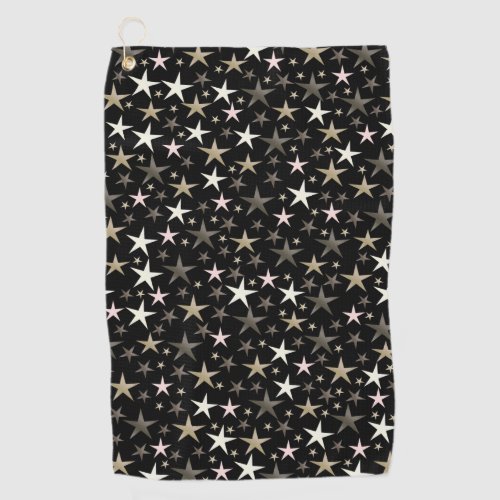 black silvershiny bright star color golf towel