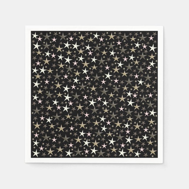 black, silver,shiny, bright, star, color, napkins (Front)