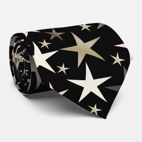 black silvershiny bright star color neck tie