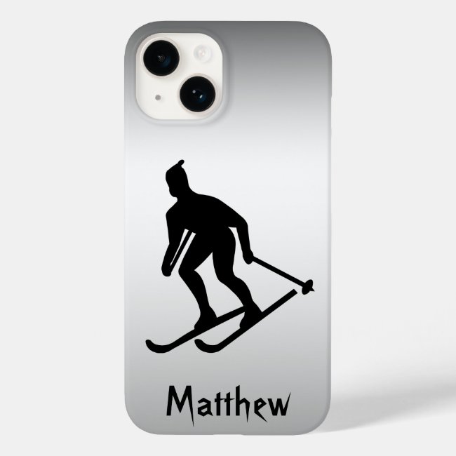 Black Silver Skiing Sports iPhone 14 Case