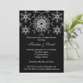 Black, Silver Snowflakes Couples Shower Invite (Standing Front)