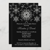 Black, Silver Snowflakes Couples Shower Invite (Front/Back)