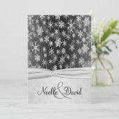 Black, Silver Snowflakes Wedding Invite (Standing Front)