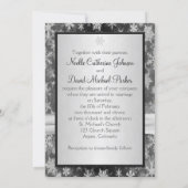 Black, Silver Snowflakes Wedding Invite (Back)