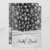 Black, Silver Snowflakes Wedding Invite (Front/Back)