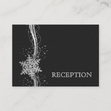 black Silver Snowflakes wedding reception invite
