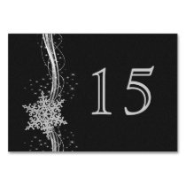 black Silver Snowflakes wedding table numbers