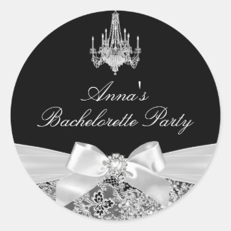 Black & Silver Sparkle Bow Bachelorette Sticker