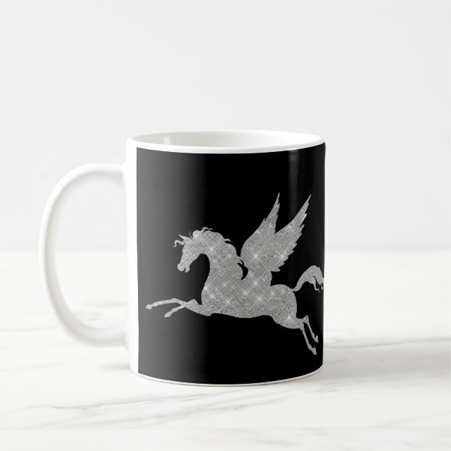 BLACK SILVER SPARKLE UNICORN MUG (Left)