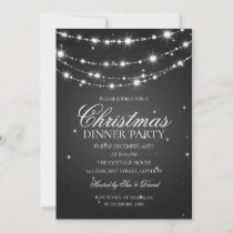 Black & Silver Sparkling Chain Christmas Party Invitation