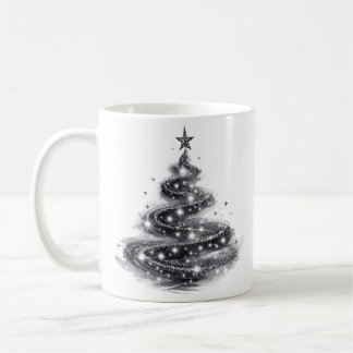 Black Silver Sparkling Christmas Tree Coffee Mug
