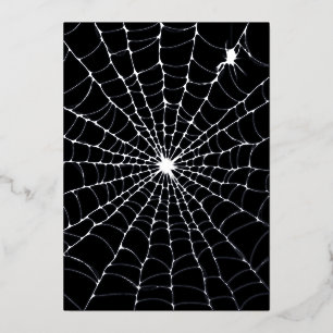 Black Silver Spider Web Halloween Foil Invitation