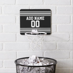 Black Silver Sports Jersey with Your Name & Number Mini Basketball Hoop