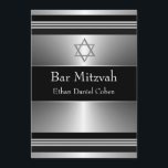 Black Silver Star of David Bar Mitzvah Invitation<br><div class="desc">Black and silver chrome metallic look Star of David Bar Mitzvah invitation.  



 


com</div>