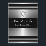 Black Silver Star of David Bar Mitzvah Invitation<br><div class="desc">Black and silver chrome metallic look Star of David Bar Mitzvah invitation.  



 


com</div>