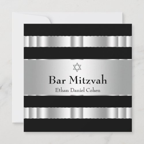 Black Silver Star of David Bar Mitzvah
