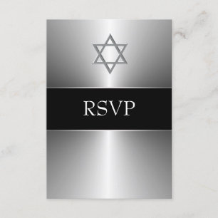 Black Silver Star of David Bar Mitzvah RSVP