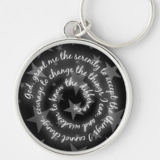 Black & Silver Stars Serenity Prayer Keychain