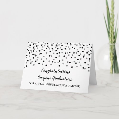 Black Silver Stepdaughter Graduation Card