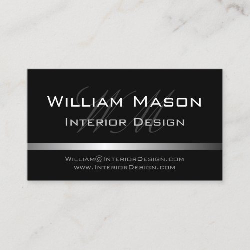 Black &amp; Silver Stripe Professional Business Card