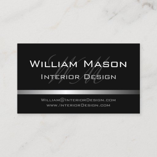 Customizable Black & Silver Stripe Professional Business Card