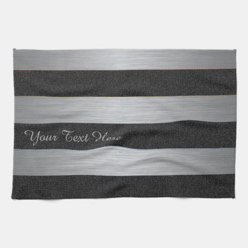 Black  Silver Striped Custom Towel
