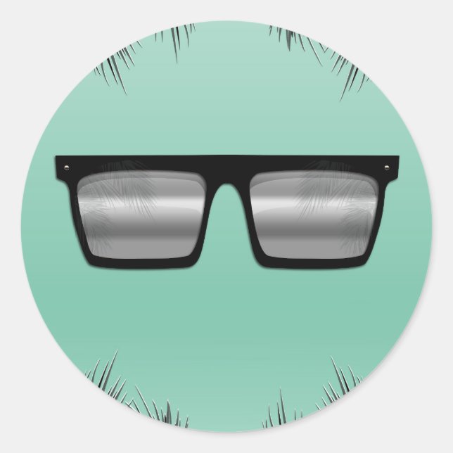 Black & Silver Sunglasses Teal Sweet 16 Pool Party Classic Round Sticker (Front)