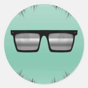 Black & Silver Sunglasses Teal Sweet 16 Pool Party Classic Round Sticker