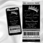Black Silver Sweet 16  Any Number Invitation at Zazzle