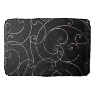 Black/Silver Swirls Bathroom Mat