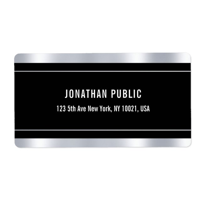 Black Silver Template Elegant Modern Glamorous Label (Front)