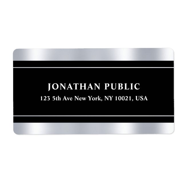 Black Silver Template Elegant Modern Glamorous Label (Front)