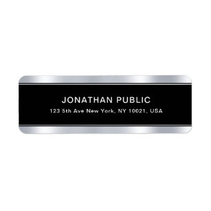 Black Silver Template Modern Glam Return Address Label