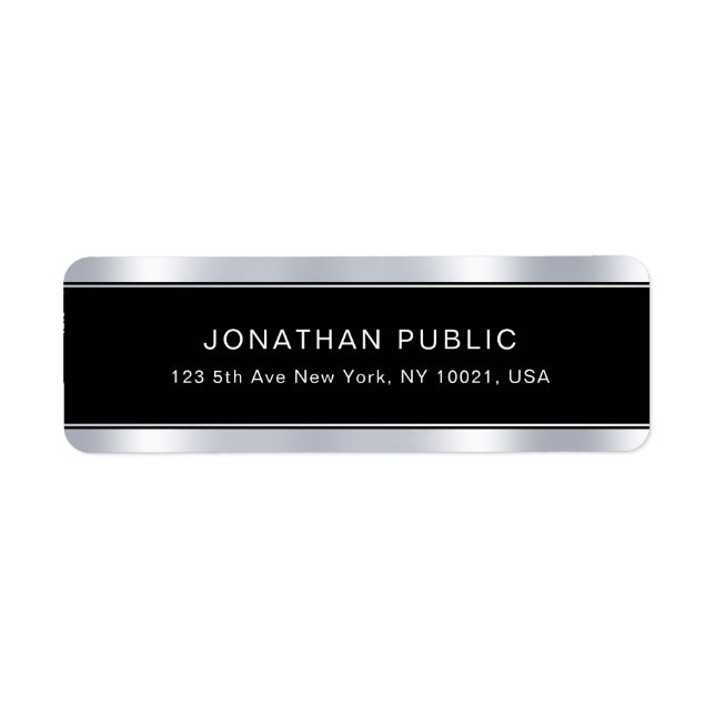 Black Silver Template Modern Glamour Professional Label (Front)