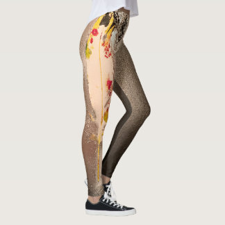 Black & Silver Textured Feather Leggings