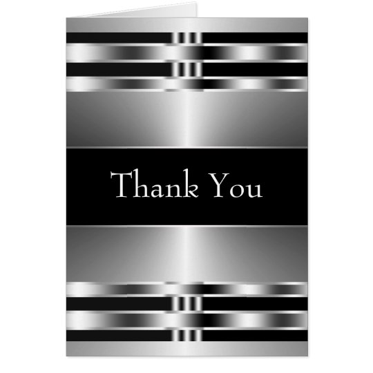 Black Silver Thank You Cards